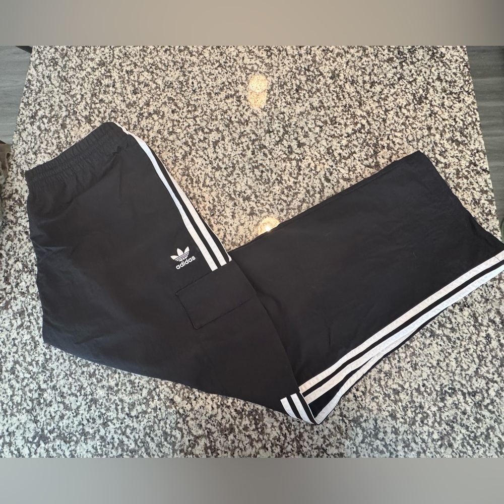 Adidas Black Joggers with White Accents